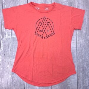 Mountain Hardwear T-Shirt Women Medium Orange Graphic Logo Short Sleeve Tee